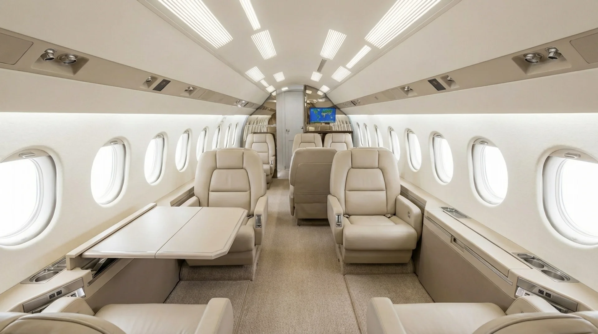 Dassault Falcon super-midsize jet cabin interior