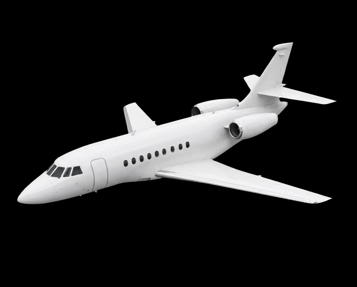 Dassault Falcon private jet shown in profile