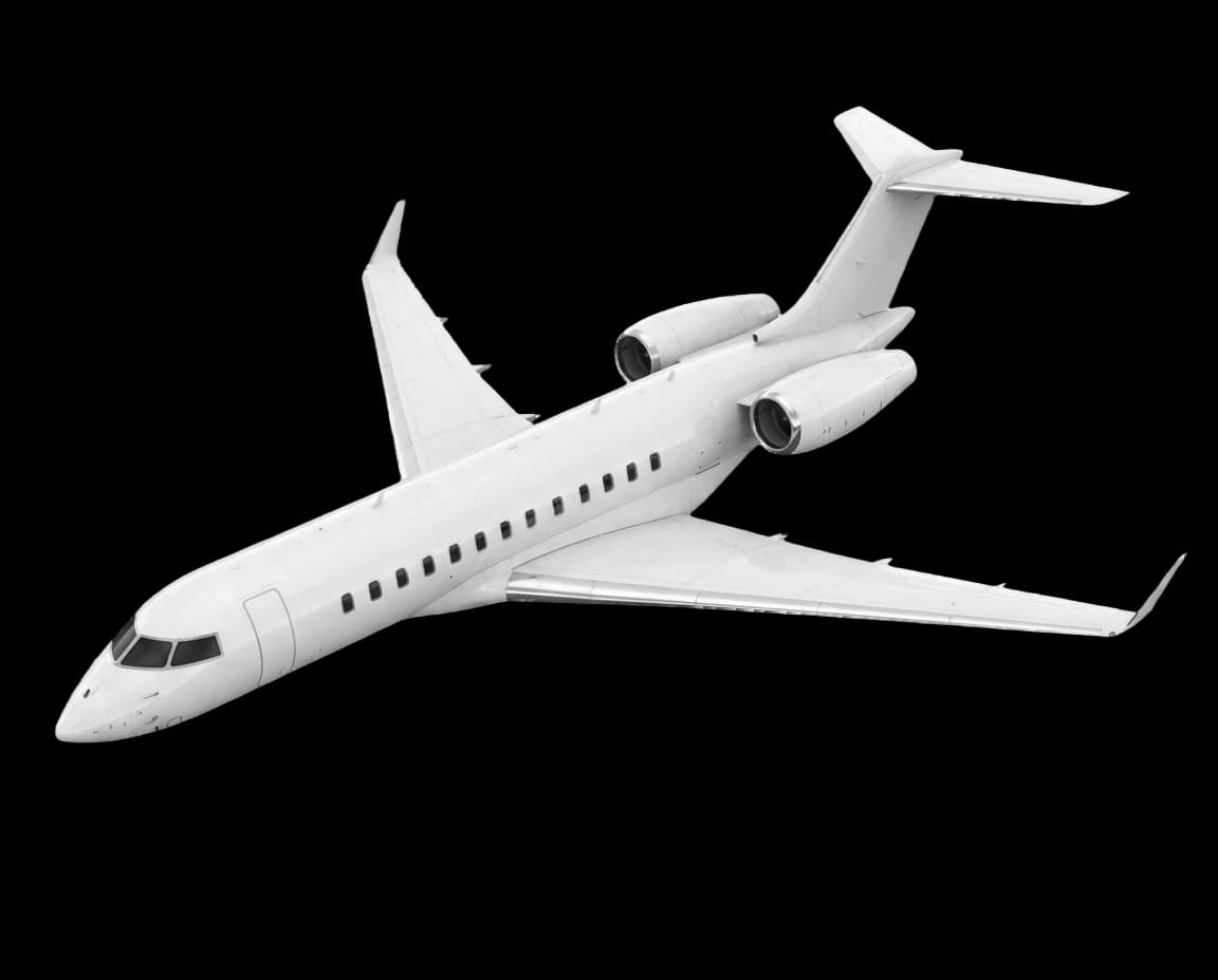 Bombardier Global heavy private jet shown in profile