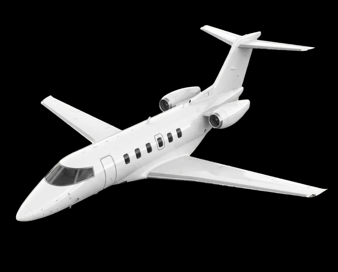 Hawker midsize private jet shown in profile